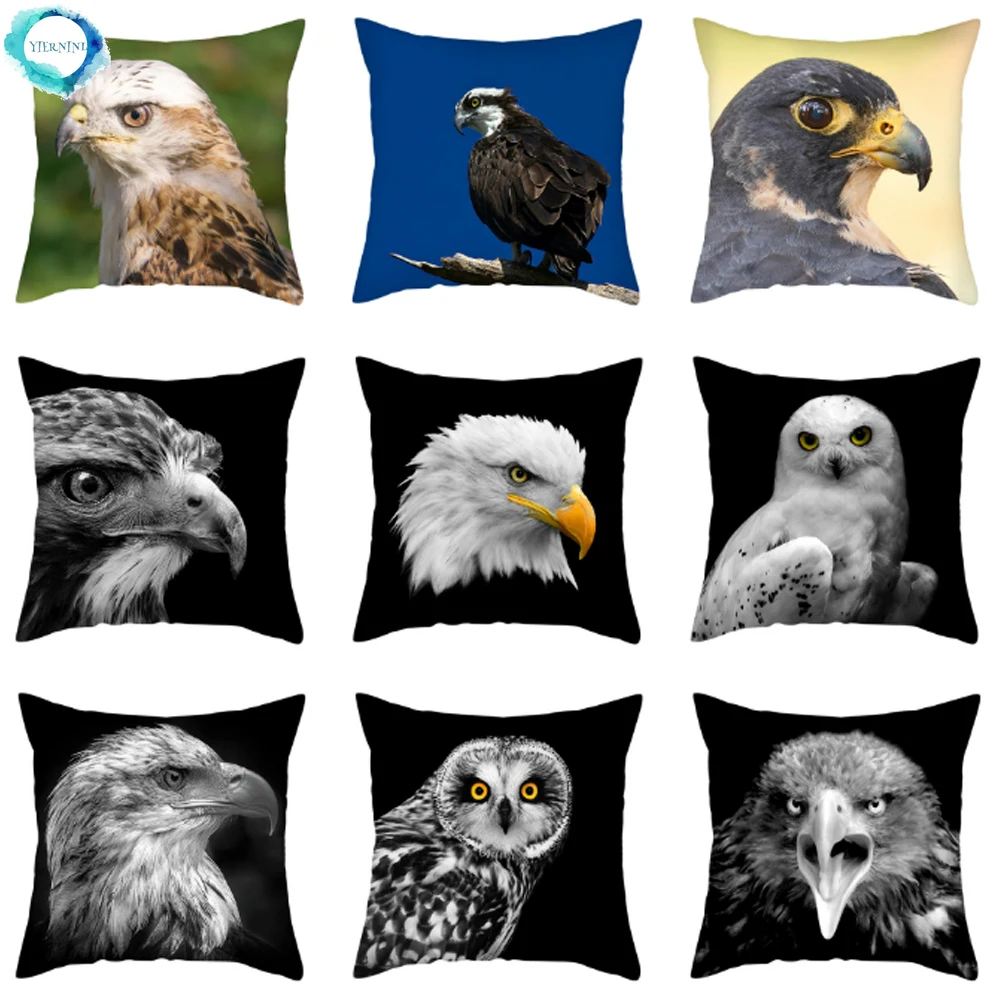 

Flying Animal Polyester Pillow Cover Owl Eagle Cushion Cover Home Sofa Square Throw Pillowcase for Bedroom Hotel Car Decoration