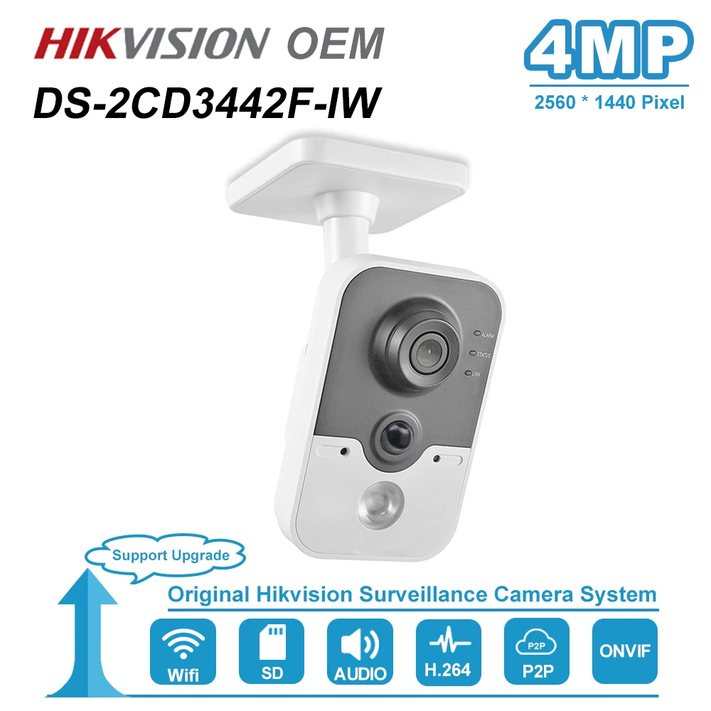 Hikvision OEM 4MP IR Cube HD аудио микрофон Wifi ip камера Onvif для домашнего видеонаблюдения без