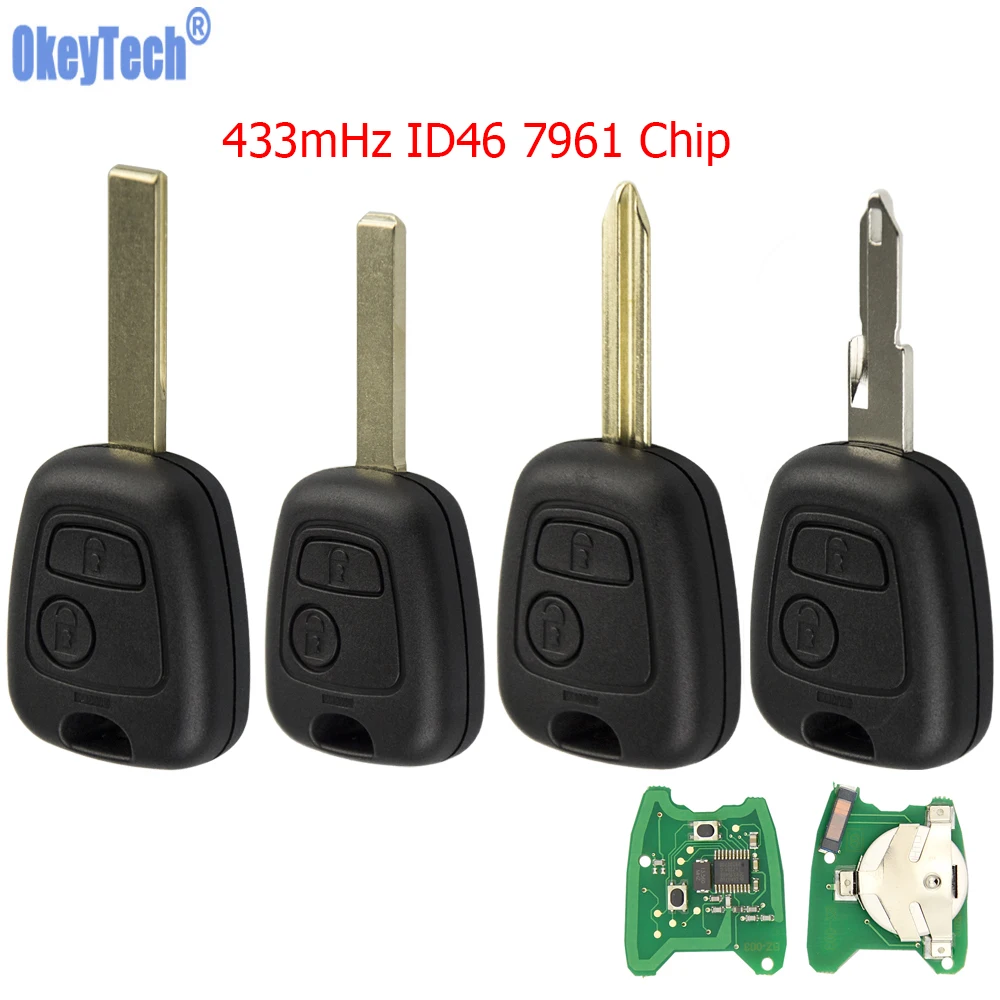 Дистанционный Автомобильный ключ OkeyTech для Peugeot 106 206 107 207 306 307 407 Citroen 433 МГц ID46 PCF7946