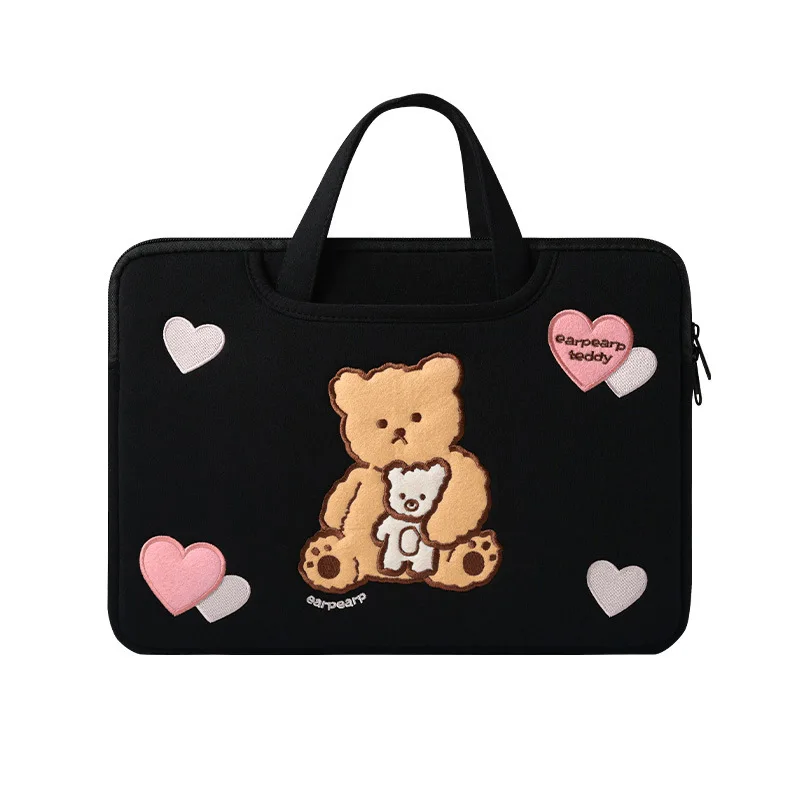 new 13inch black thick laptop sleeve for computer cover cute bear ipad air protective pouch 11inch 15inch tablet case free global shipping