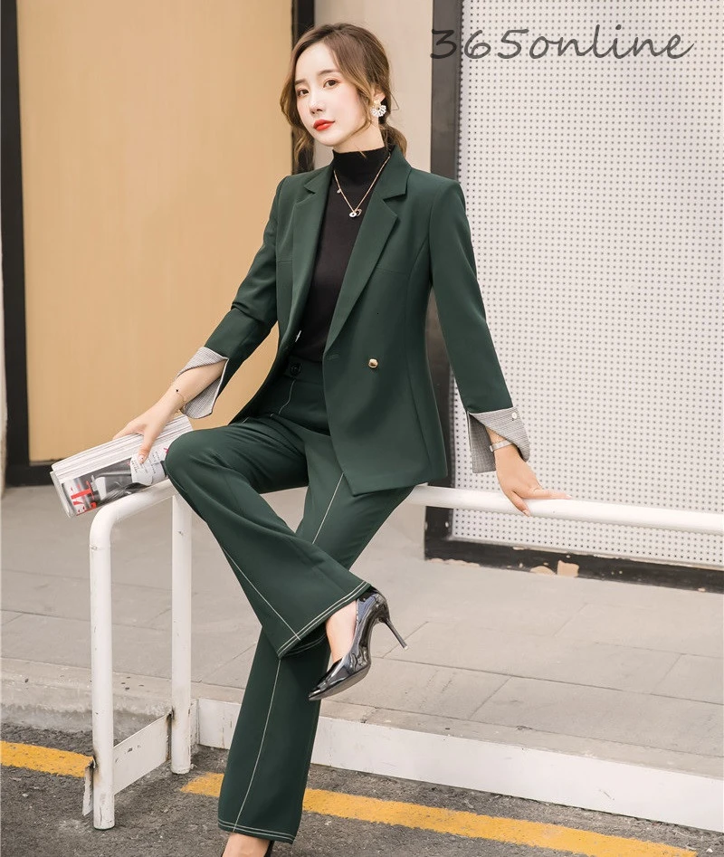 

Fashion Styles Formal Uniform Designs Women Business Suits with Wide Legs Pants and Jackets Coat Professional Office Blazers Set