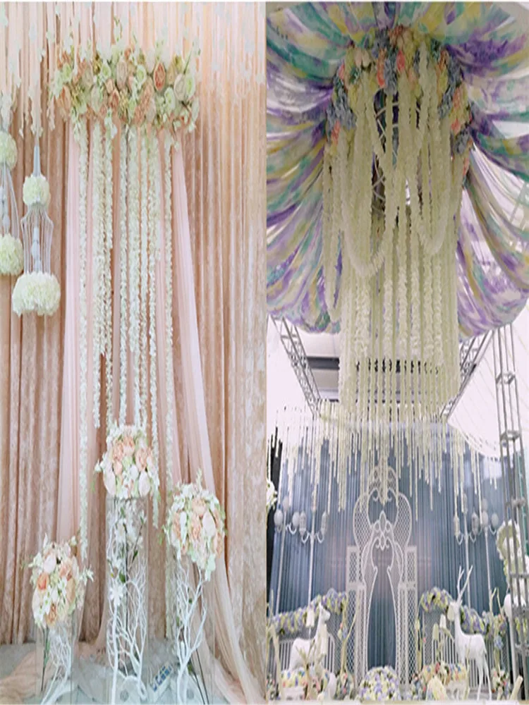 

200cm New Arrival Elegant Silk Flower Vine Home Wall Hanging Wisteria Garland Available For Wedding Xmas Decoration