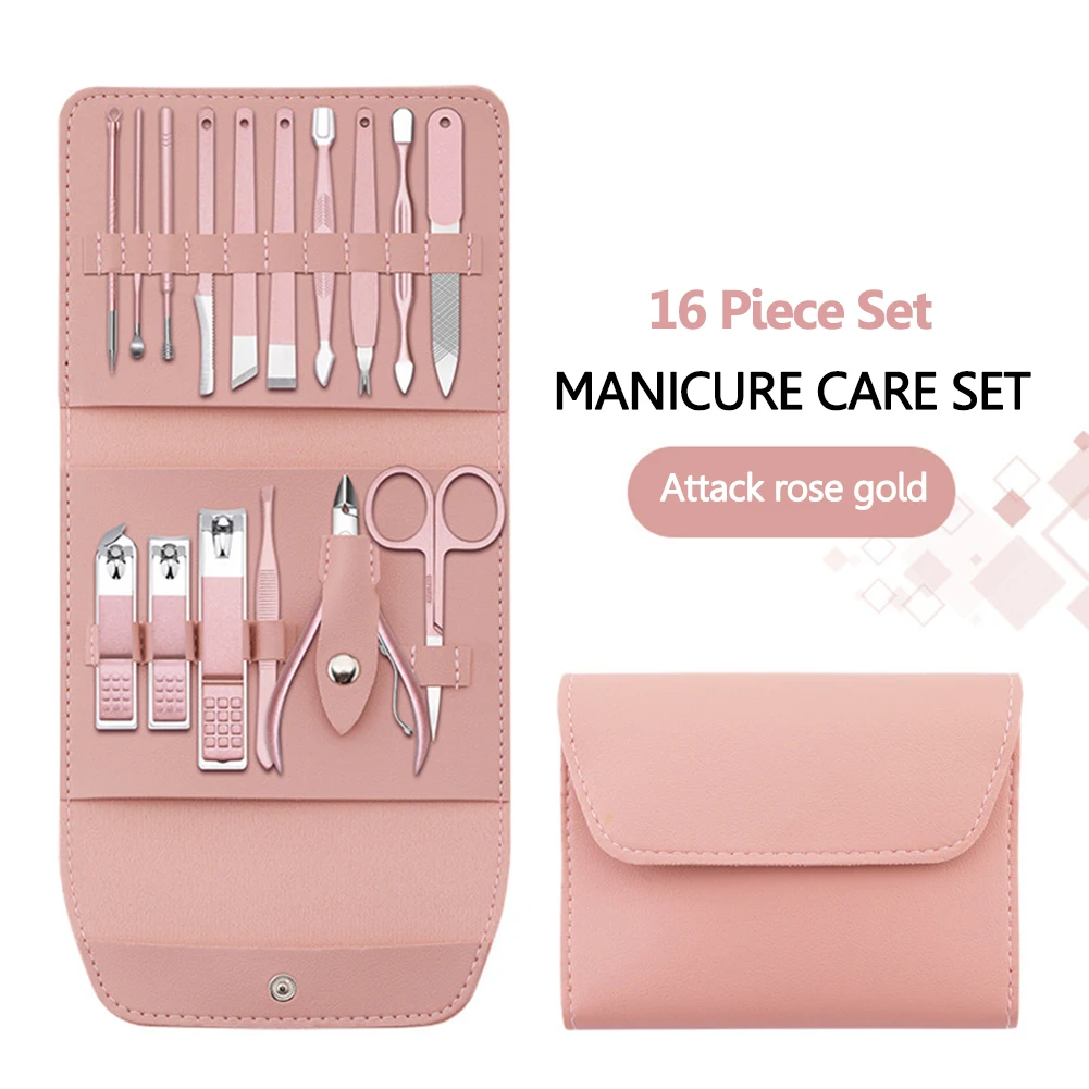 

Newest 16 In 1 Nail Cutter Professional Stainless Steel Scissors Grooming Kit Cuticle Utility Tools Nail Clipper Manicure Set