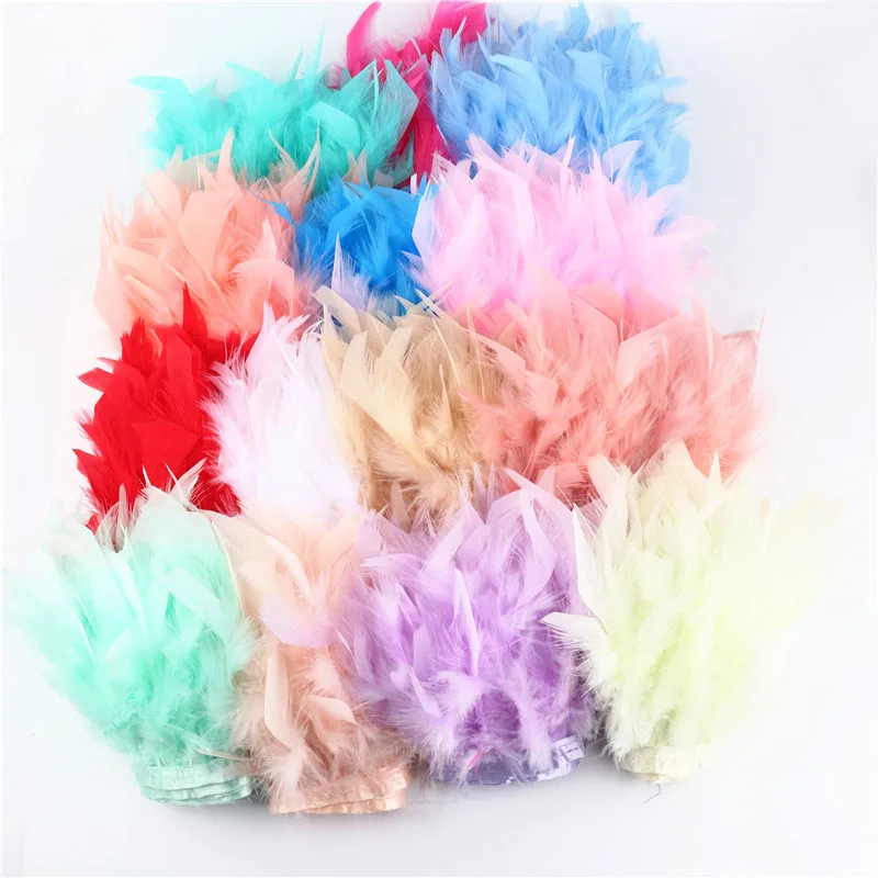 

1M Fluffy Beautiful Turkey Feathers Ribbon Fringe 4-6inch Turkey Feather Trimming For Carnival Costumes DIY Clothing
