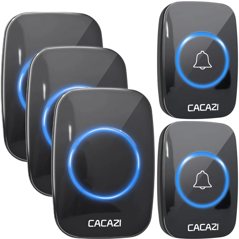 2 button 3 receiver CACAZI 60 Chime 110DB беспроводной дверной звонок Водонепроницаемый 300 м Пульт дистанционного управления ЕС вилка умный дверной звонок батарея 1 2 3 Кнопка 1 2 3 4 Приемник - Цвет: 2 button 3 receiver