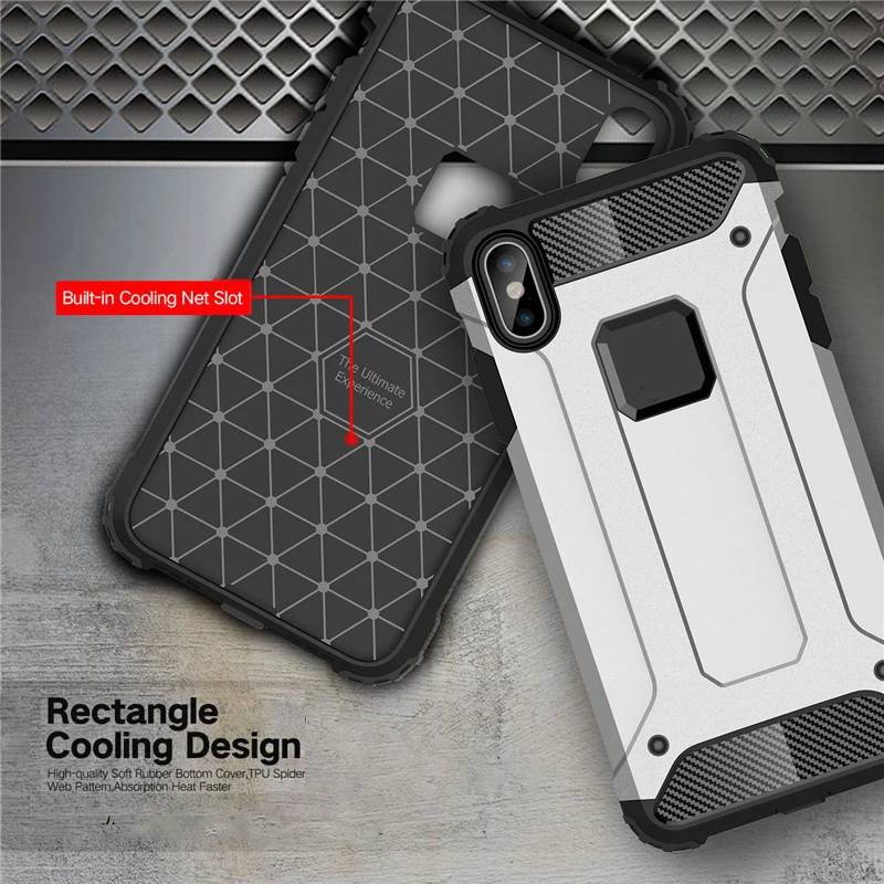 Чехол для iPhone 6S 7 8 Plus двухслойный силиконовый пластиковый армированный гибридный