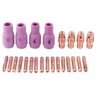 SHGO HOT-24Pcs аргон TIG сварочный фонарь расходный материал вольфрамовый электрод для аргонодуговой сварки цанговый алюминиевое сопло для WP9 WP9V WP9FV TIG сварочный фонарь