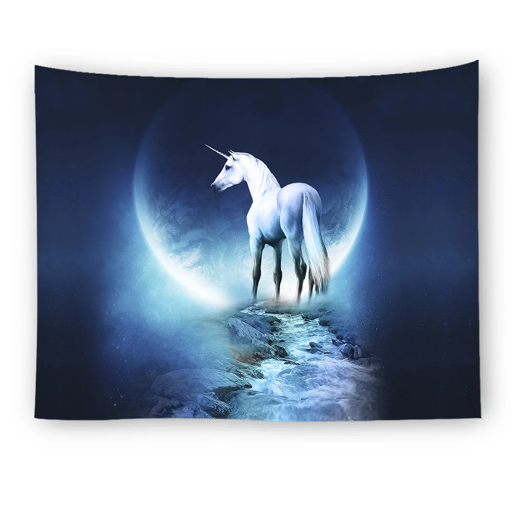 ONGLYP 3D Unicorn Pattern Tapestry Nordic Simplicity Fantasy Bedroom Living-room Wall Hanging Tapestries Curtain Home Decor | Дом и сад