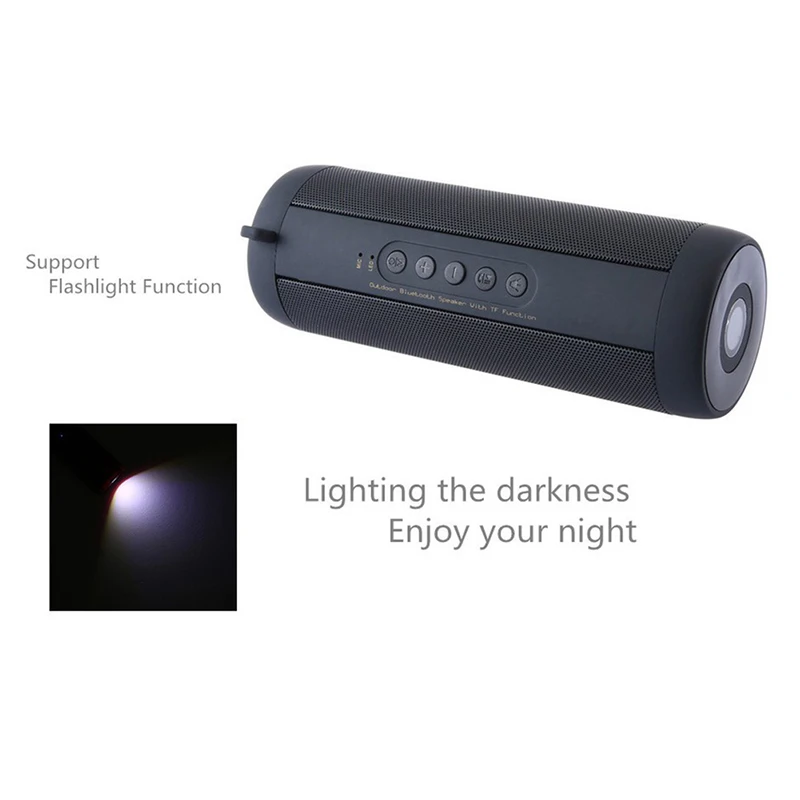 

Outdoor Portable Waterproof Bluetooth Speaker Bluetooth 5.0 System, IPX4 Waterproof With Flashlight Hands-free TF Card FM Radio
