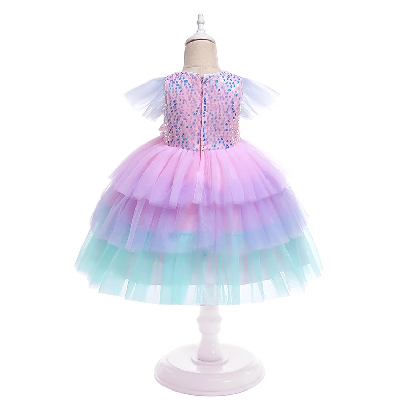 Colorful Flower Cake Mesh Christmas Princess Dress For 1-6Y Baby Girls Children Birthday Party Elegant Custome Child Clothing | Детская