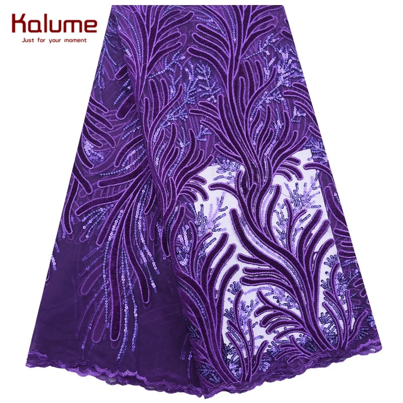Kalume/Высококачественная французская кружевная ткань с бархатной сеткой новейшая