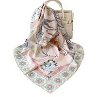 luxury 100 twill silk scarf women fashion kerchief aztec tribal style monkey leopard print shawl hijab stole 9090cm