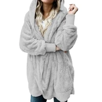 fashion winter warm women fashion faux fur hooded coat hairry cardigan furry outwea