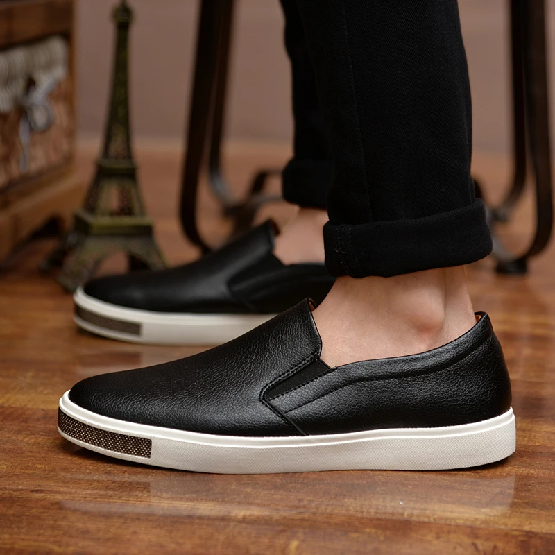 Мужские лоферы Кожаная повседневная обувь на плоской подошве дышащие мокасины