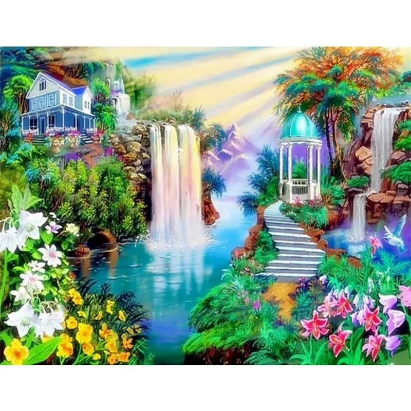 

GATYZTORY Frame Painting By Numbers HandPainted 40x50cm Frame Beautiful Waterfall Landscape Oil Picture By Number Home Decor Art