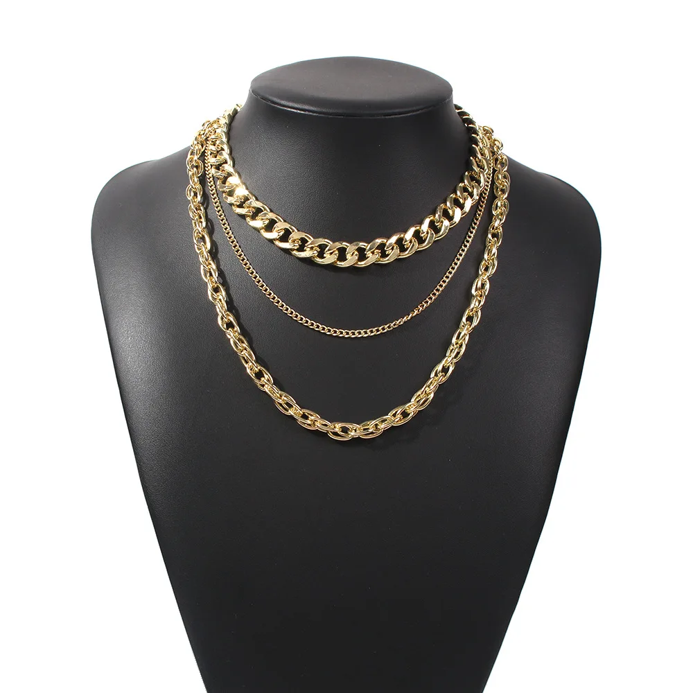 

MDN7553 popular punk hip-hop style multi-layer Necklace in Europe and America