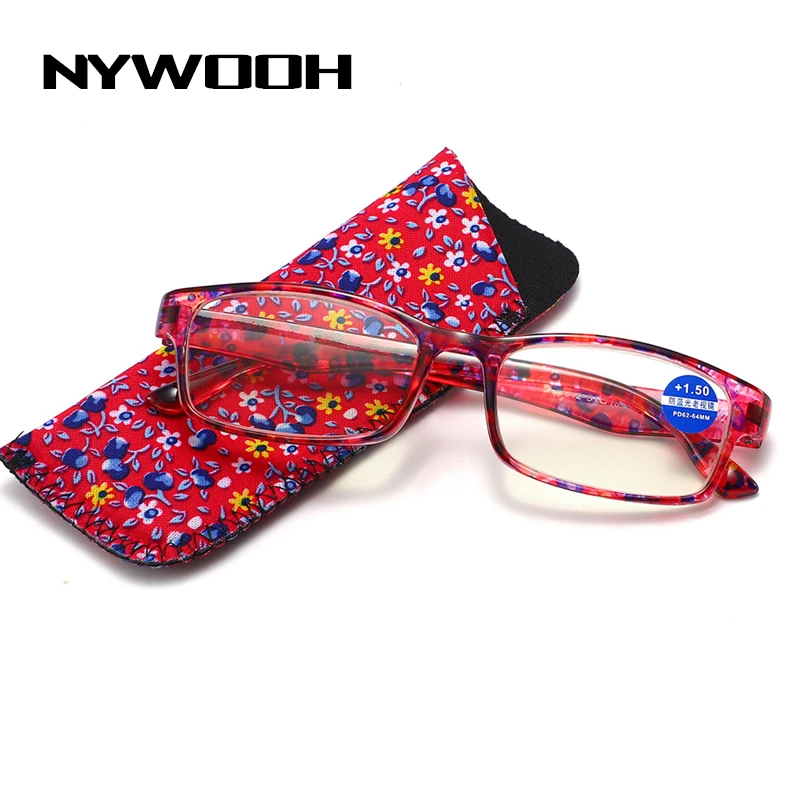 

Очки для чтения NYWOOH с защитой от синего света, модные женские очки для дальнозоркости с цветочным принтом, очки для защиты от усталости глаз ...