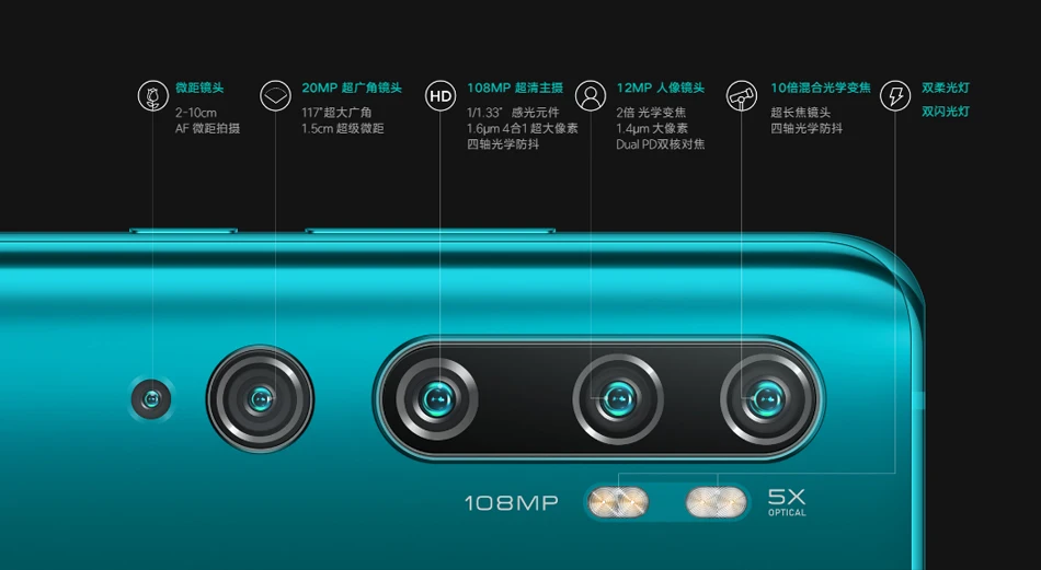 Xiaomi Mi CC9 Pro 8 Гб 128 ГБ 5260 МП пента камера смартфон мАч батарея 10x оптический зум двойной изогнутый экран мобильного телефона