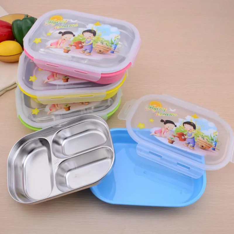 4 цвета мультяшный Ланч бокс из нержавеющей стали портативный пищевой