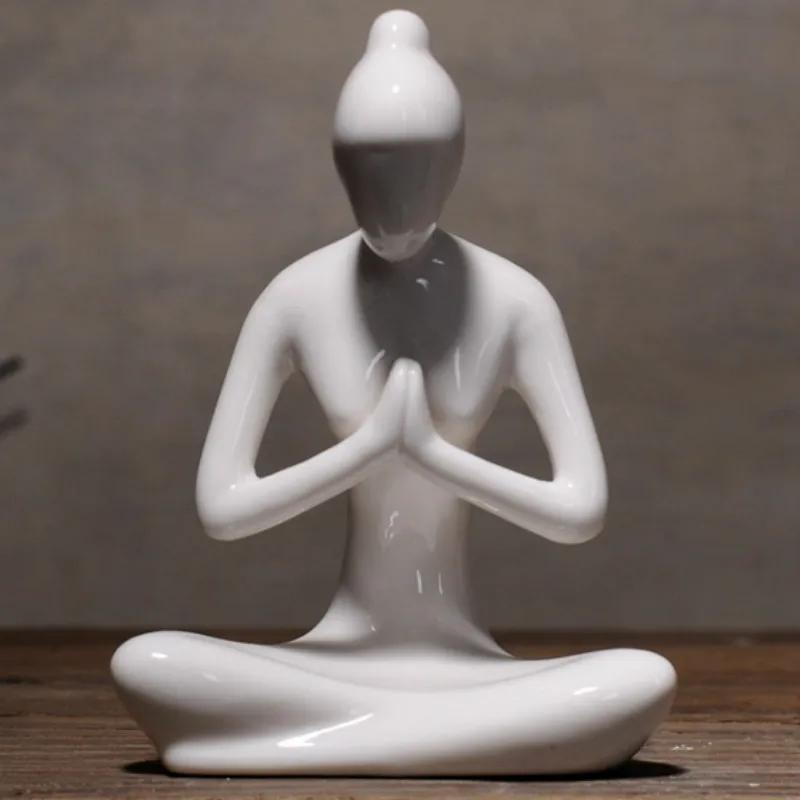 Творческие статуи йоги для девочек скульптуры Декор керамические абстрактные