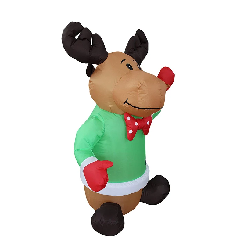 4 фута Рождественский надувной милый улыбающийся олень Холли садовый поддув