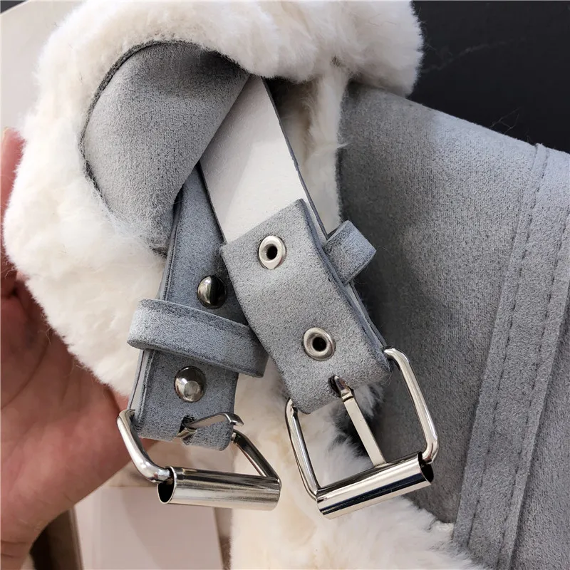 

Women Winter Faux Suede Jacket 2019 Lamb Wool Thicken Warm Motorcycle Leather Coat Female Ladies Short Loose Coats Streetwear