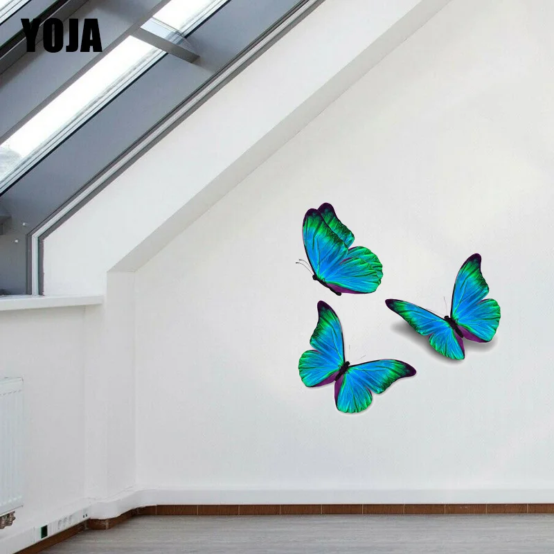 

YOJA 49,4 × 50 см 3D голубая бабочка модные домашние наклейки для стены в гостиной ПВХ спальня наклейки 8WS0124