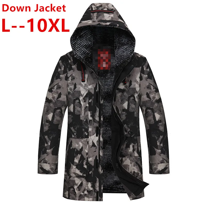 Парка мужская зимняя на утином пуху с капюшоном длинная 10XL 8XL 6XL | Мужская одежда
