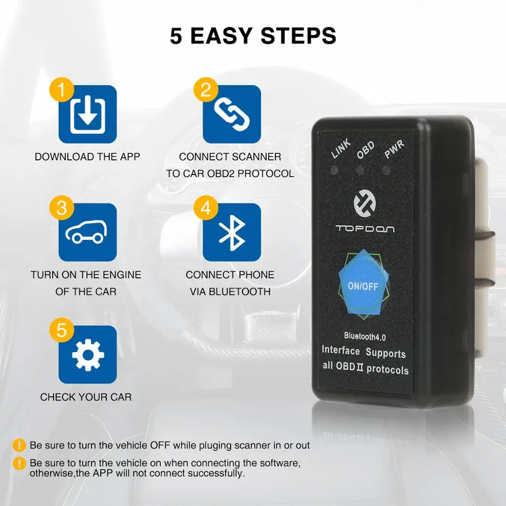 TOPDON V1.5 ELM327 Bluetooth OBD2 сканер автомобильный OBD диагностический инструмент Автомобильный Автоматический ELM327 считыватель кодов сканирующий инструмент для iPhone
