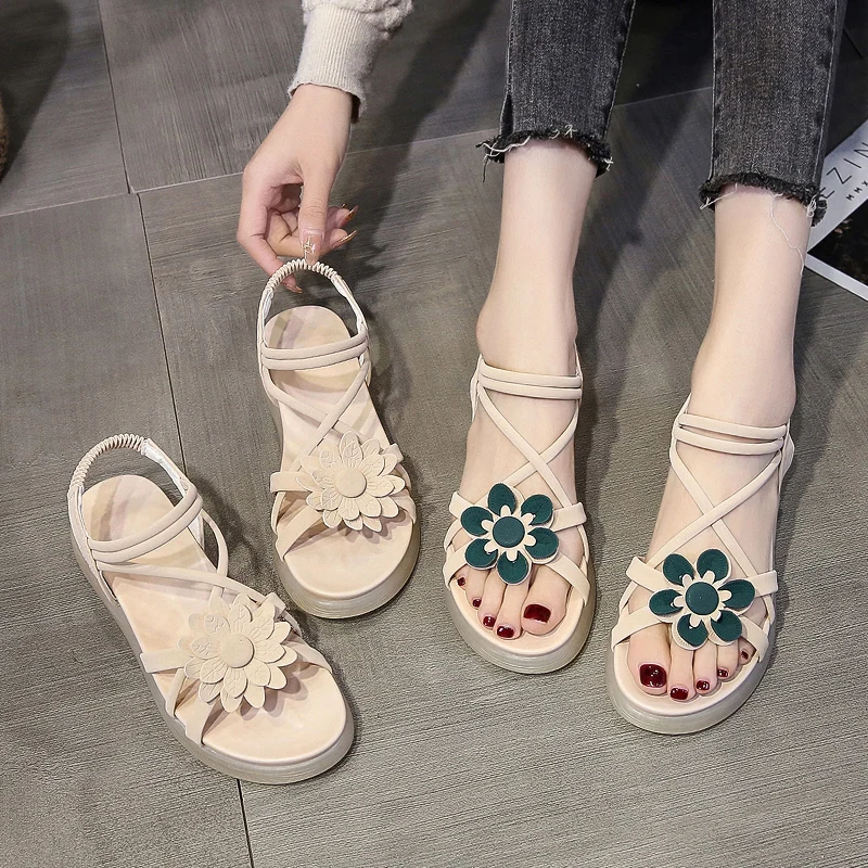 

Simple sandals fairy style summer 2021 new Korean version of the thick-soled girl trifle ins trendy Roman shoes