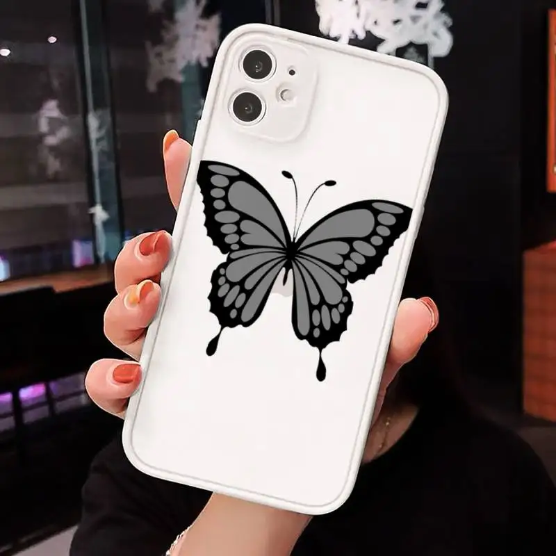 

cute sexy butterfly pink blue Phone Cases Matte transparent For White iPhone 12 Mini 11 Pro XR XS Max 7 8 Plus X Back Cover