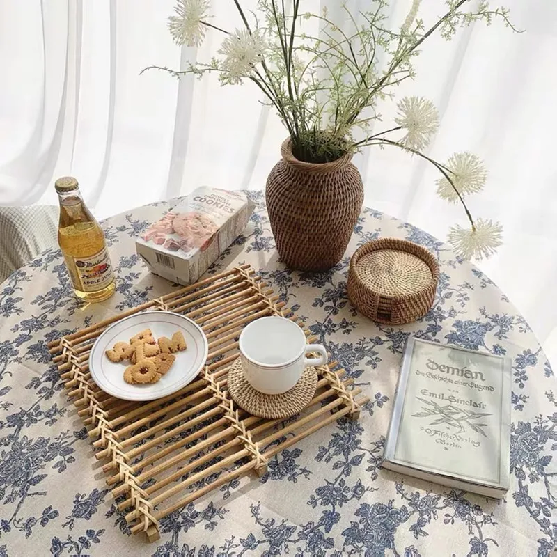 Винтажная синяя скатерть с цветочным рисунком Ins фоновая ткань для фотографий