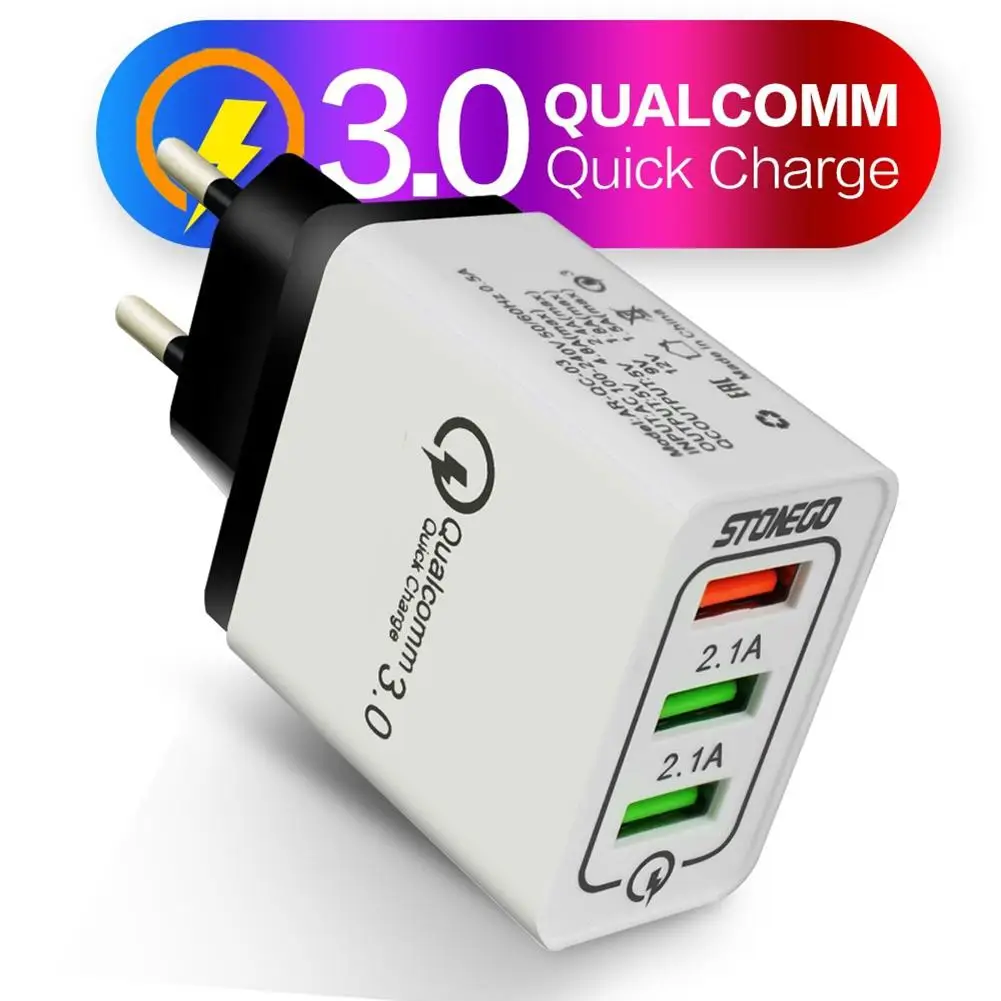 3 порта USB зарядка QC 0 Быстрая Зарядка адаптер питания зарядное устройство для