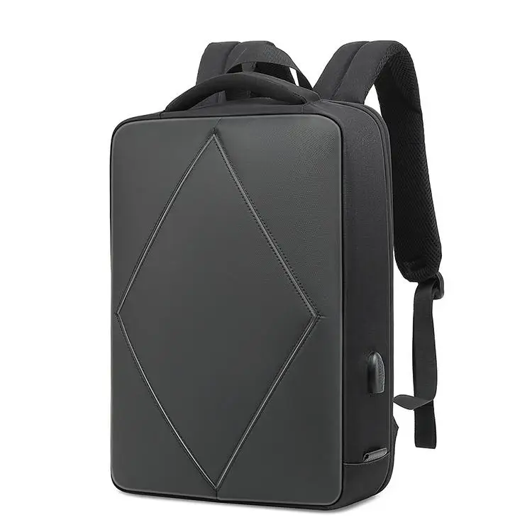 

Крутой мужской рюкзак с колокольчиком 180 ° открытый/USB зарядка/TSA таможенный замок сумка для ноутбука с защитой от кражи 15,6 дюйма черный/сини...