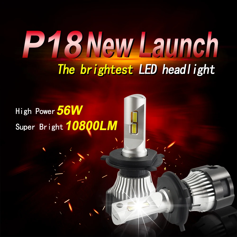 

1 Set H7 P18 LED Headlight Super Bright H4 H8 H9 H11 9005 9006 HB3/HB4 9012 HIR2 Cutting Line Focus Beam Turbo Fan 104W 18000LM