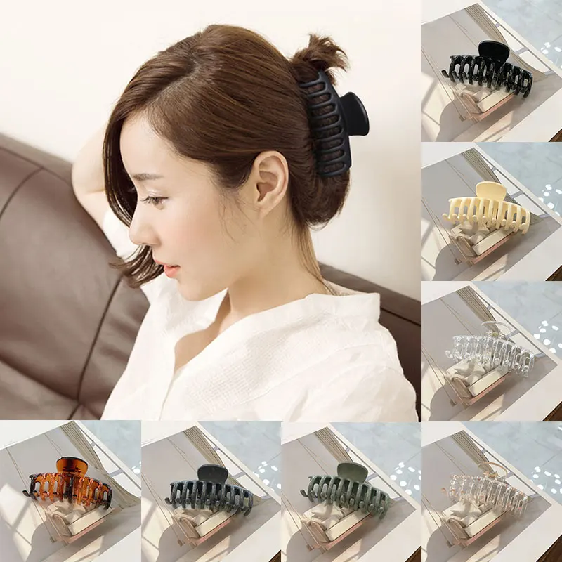 

Champagne Amber Bath Makeup Catch Clip Hairpin Geometric Big Barrettes Large Size Acetate Hair Claws Transparent Clip