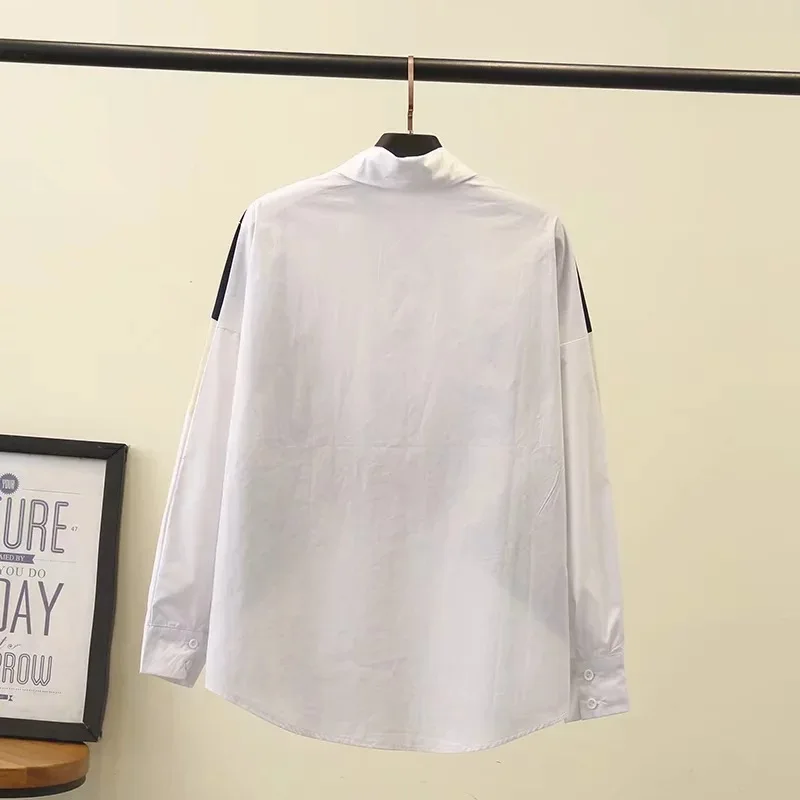 

Fashion Women Tops 2019 Blouse Shirt Ladies Casual Loose White Office Blouse Women Spliced Geometric Streetwear Casual