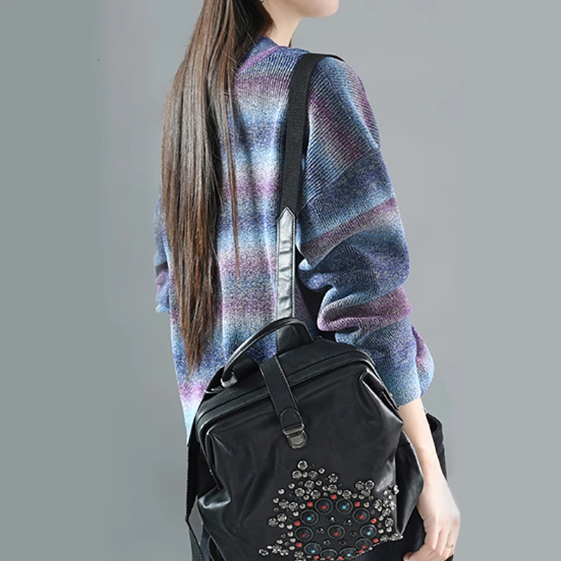 Max LuLu 2019 Модные женские пуловеры в Корейском стиле панк зимний теплый полосатый