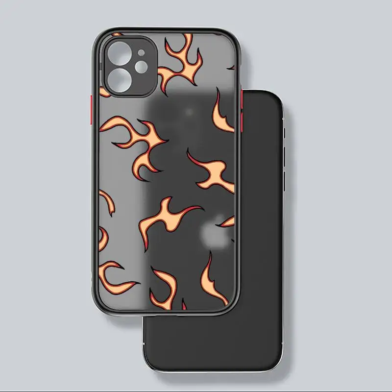 

Blue Flame Fire colorful pattern Phone Case matte transparent For iphone 7 8 11 12 plus mini x xs xr pro max cover