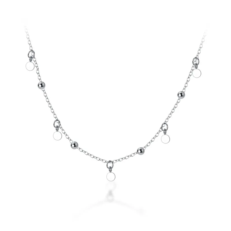 XIHA 925 Sterling Silver Chain Necklaces for Women Round Disc Chic Chokers Elegant Party Girls Fashion Jewelry | Украшения и