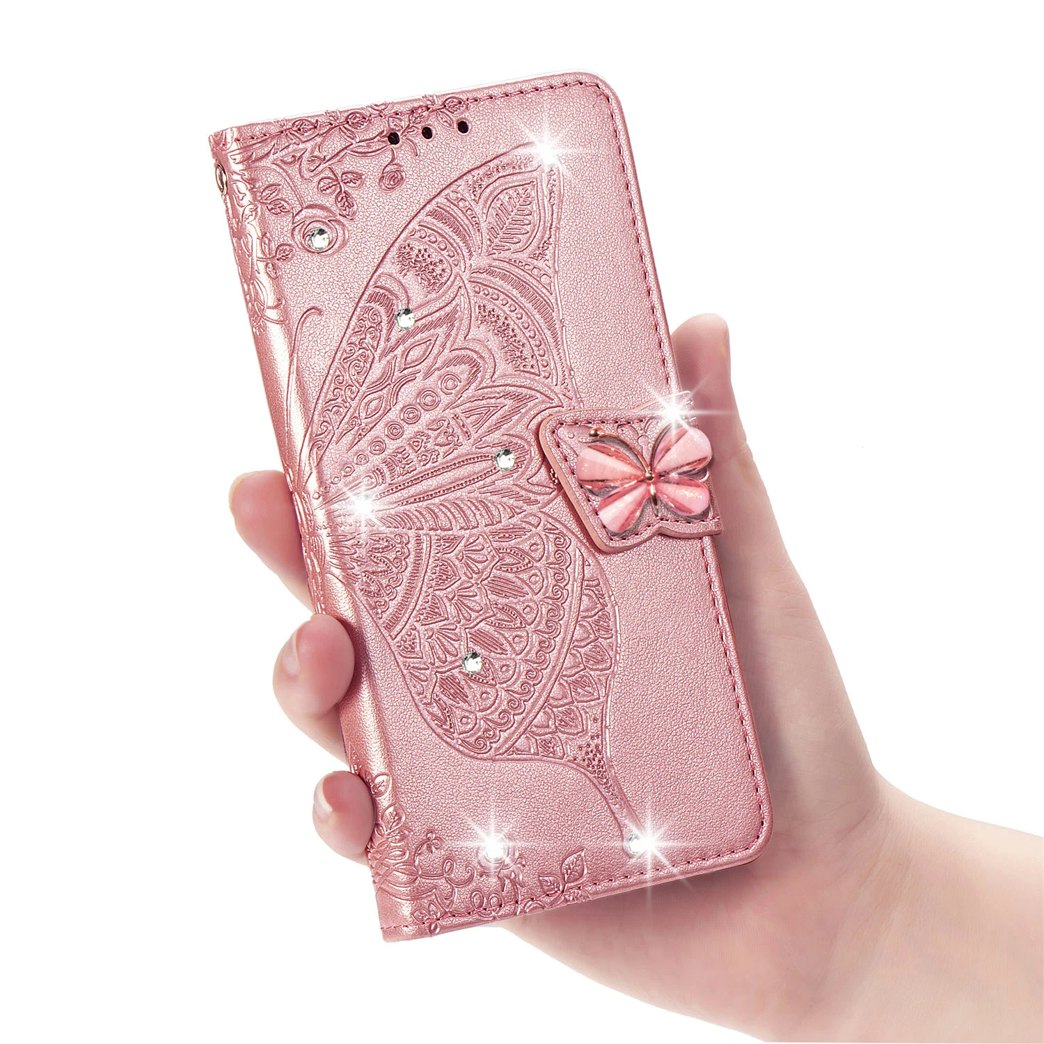 Rose Gold Блестящий кожаный чехол для huawei Y5 Y6 Y7 Y9 Prime Pro Lite Y3 Стразы Чехол-книжка чехол для huawei Y9S Y 5 6 7 9 Prime - Цвет: Rose Gold
