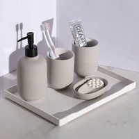 nordic ceramic bathroom accessories sets decoration luxury lotion bottle mouth cup toothbrush holder soap dish storage tank tray