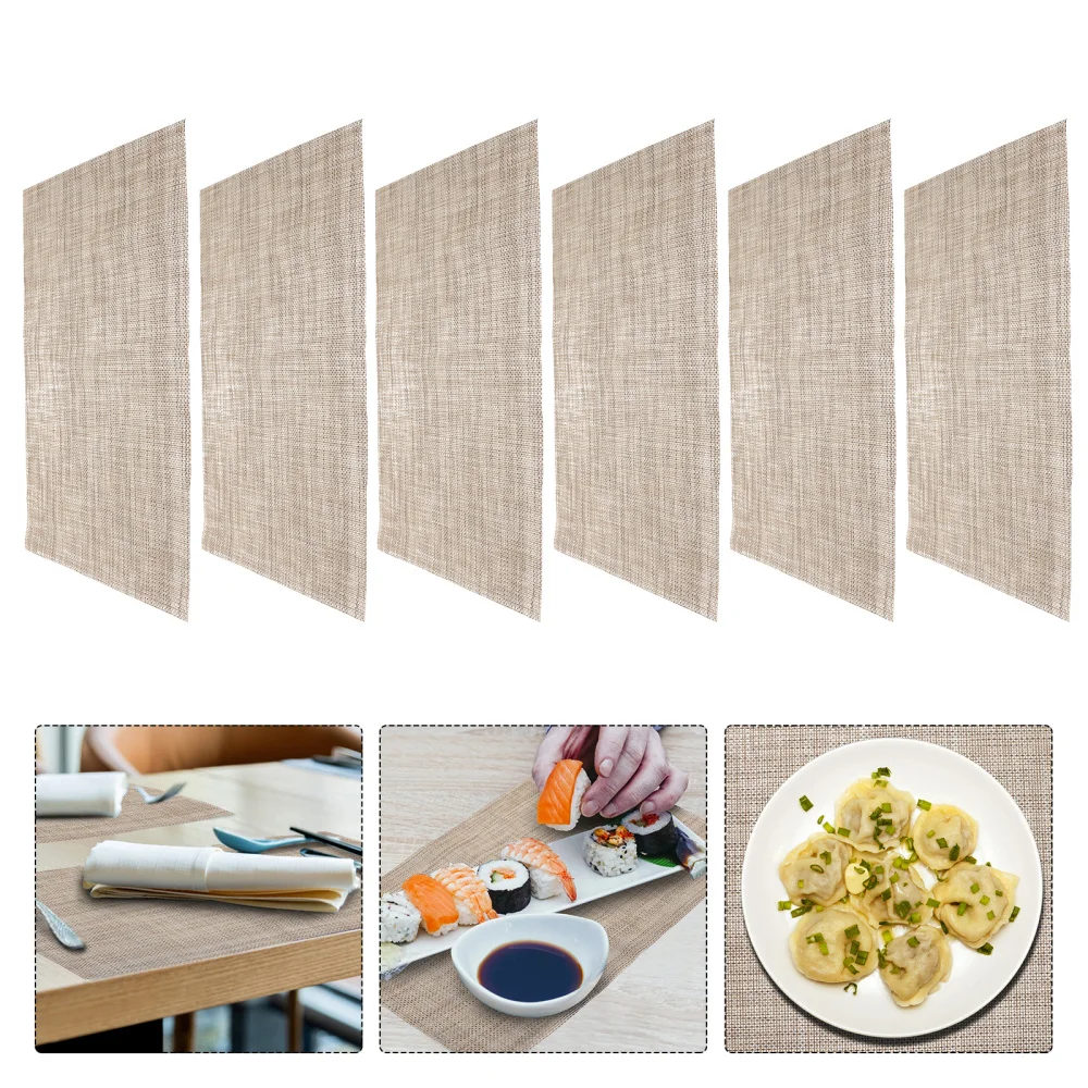 

6Pcs PVC Anti-skid Placemat Portable Home Placemat Heat Insulation Table Mats