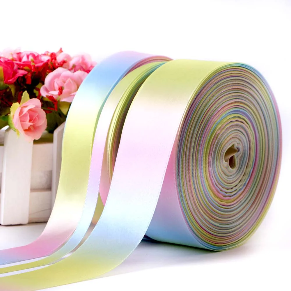 

5Yards Rainbow Gradient Ribbons Christmas Wedding Festival Party Decoration For DIY Bow Card Gifts Cake Wrapping Handmade Sewing