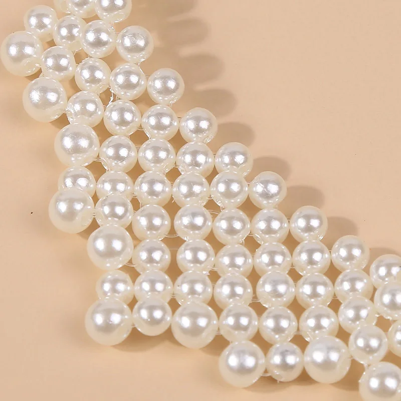 

European and American Personality Hand Woven Pearl Clavicle Necklace Women's Lovely Necklace Jewelry