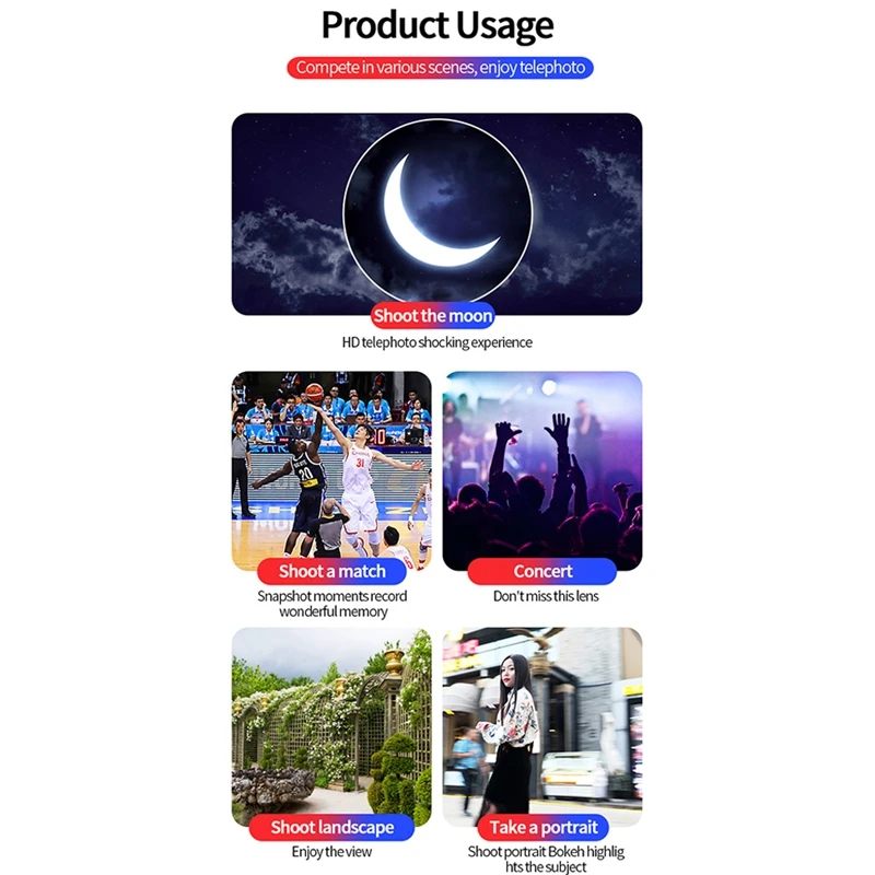 

AM05-Phone Lens HD 15-45X Zoom Lens with Tripod Telephoto Mobile Phone Lens Telescope for iPhone Samsung Other Smartphones