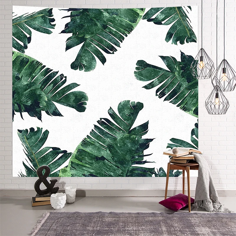 Гобелен с зелеными листьями кактусами тропические растения настенная подвесная