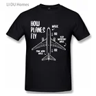 Новинка, как самолеты летают инженер Пилот самолета Футболка мужская Рубашка с короткими рукавами больших размеров в стиле хип-хоп с принтом Футболки