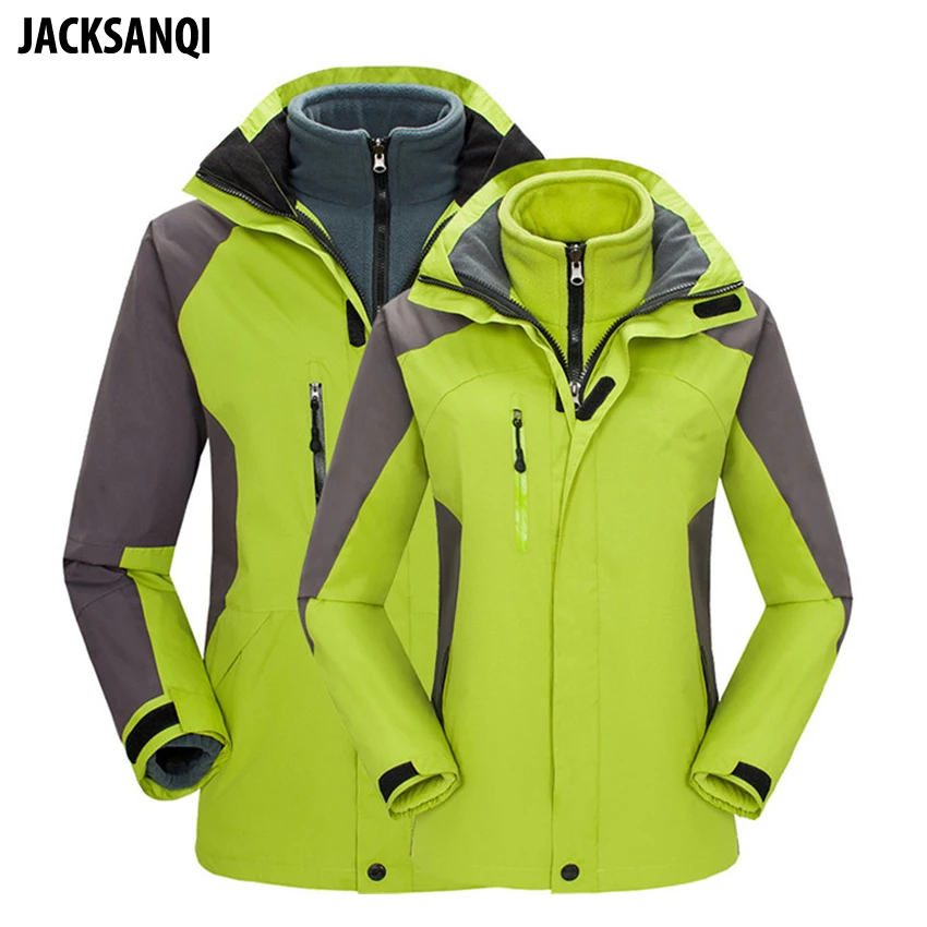 

JACKSANQI Men Women Winter Thick 2 Pieces Suit Fleece Jackets Outdoor Inside Warm Windproof Thermal Climbing Skiing Coats RA436