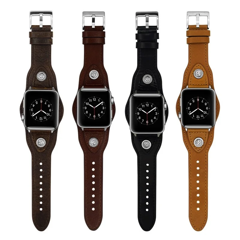 Correa De Cuero Retro Para Apple Watch, Pulsera Retro De Cuero Genuino De 44 Y 40mm, 38 Y 42mm Para Iwatch Series 5/4/3/2